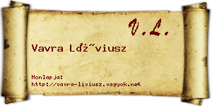 Vavra Líviusz névjegykártya